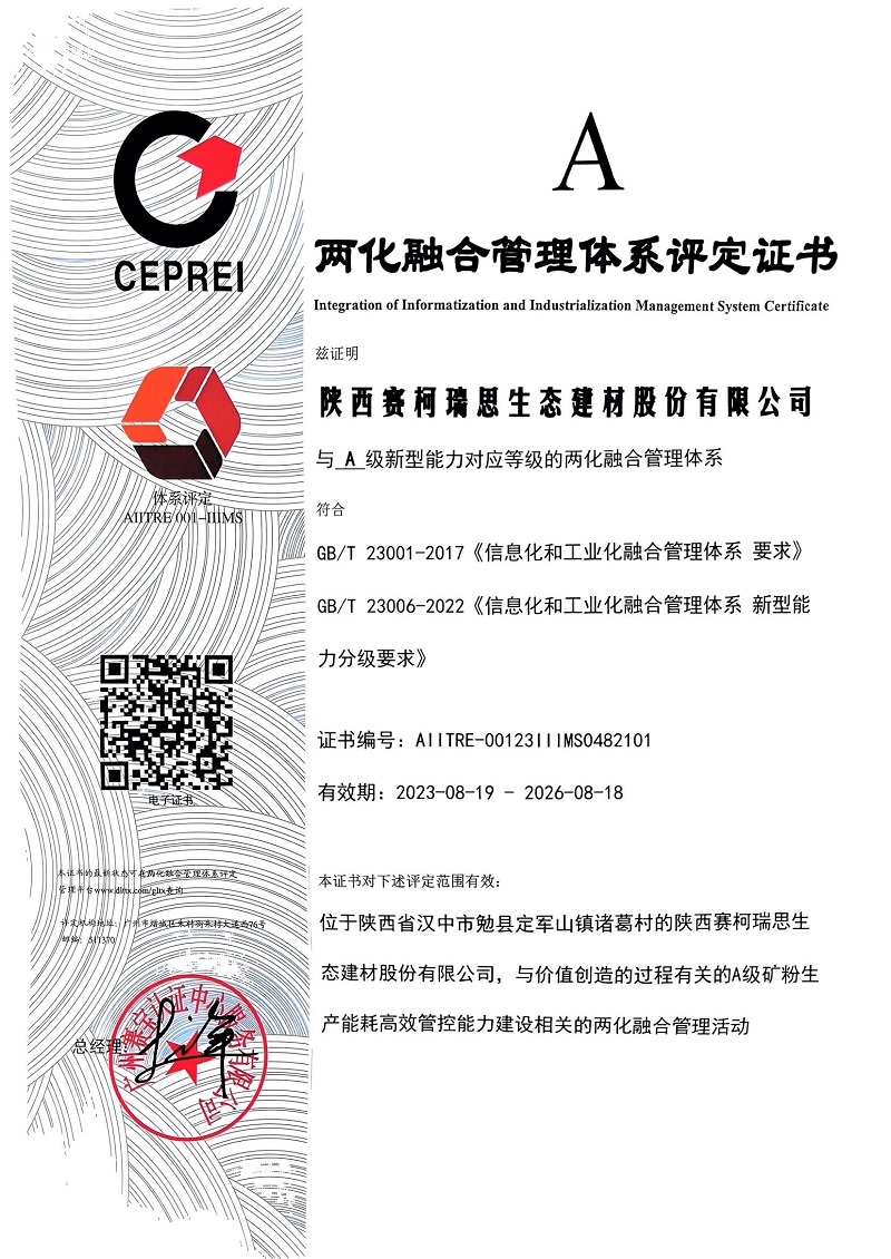 喜訊！賽柯瑞思公司獲得兩化融合管理體系認證