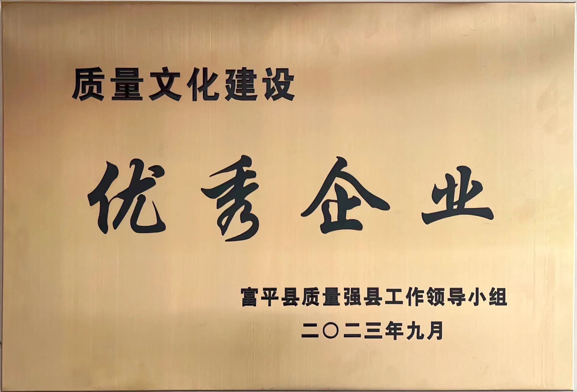 贊！富平公司喜獲富平縣“質(zhì)量文化建設優(yōu)秀企業(yè)”稱(chēng)號